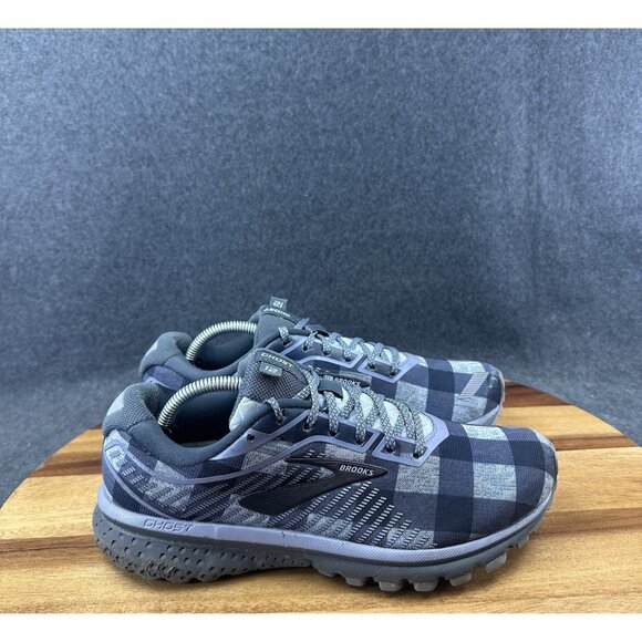 Brooks Ghost 12 Shoes Womens 8 Medium B Grey Purple Plaid Sneakers 1203051B442 - Picture 1 of 14